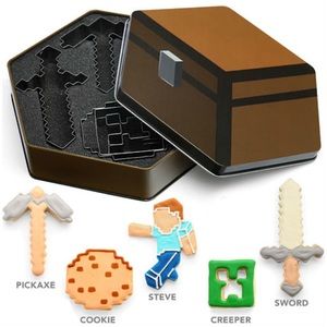 MINECRAFT COOKIE CUTTER SET 5 pieces In Collectible Storage Tin ©2013 ThinkGeek